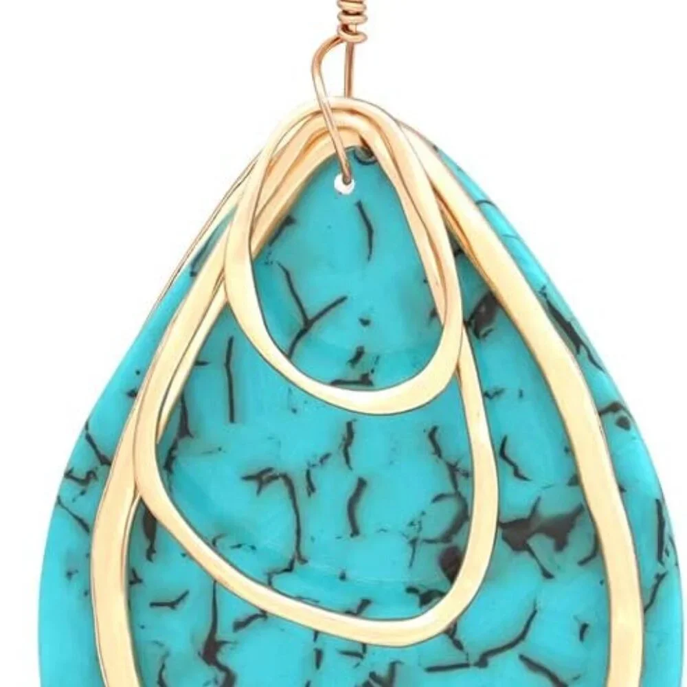 Long Necklace For Women Geometry Teardrop Acrylic Circle Pendant Necklace Statem